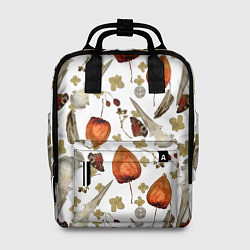 Рюкзак женский Череп и физалис паттерн, цвет: 3D-принт