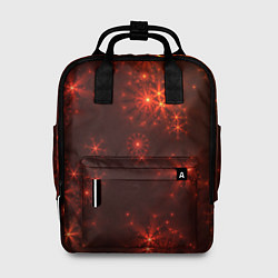 Рюкзак женский Абстрактные светящиеся красно оранжевые снежинки, цвет: 3D-принт