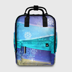 Женский рюкзак Абстрактный синий волнистый фон со снежинками