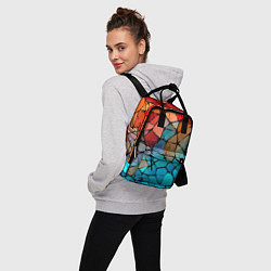Рюкзак женский Красно-синяя витражная мозаика, цвет: 3D-принт — фото 2