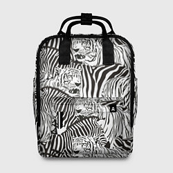 Рюкзак женский Зебры и тигры, цвет: 3D-принт