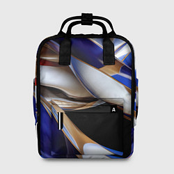 Рюкзак женский Синие и белые волны абстракт, цвет: 3D-принт