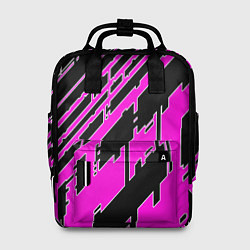 Рюкзак женский Розовые линии на чёрном фоне, цвет: 3D-принт