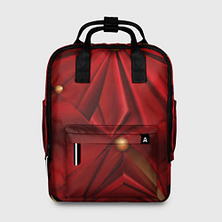Рюкзак женский Красный материал со складками, цвет: 3D-принт