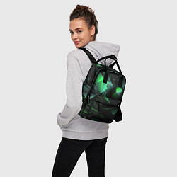Рюкзак женский Геометрическая текстурная зеленая абстракция, цвет: 3D-принт — фото 2