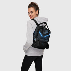 Рюкзак женский Синяя неоновая полоса на черном фоне, цвет: 3D-принт — фото 2