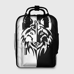 Рюкзак женский Волк чёрно-белый, цвет: 3D-принт