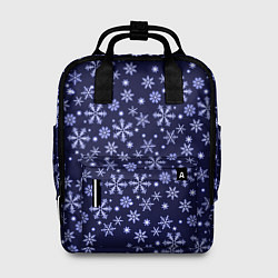 Рюкзак женский Снежный новогодний паттерн сине-фиолетовый, цвет: 3D-принт