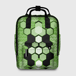 Женский рюкзак Зелёная кибер броня hexagons