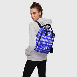 Рюкзак женский Новый год ели и олени на синем фоне, цвет: 3D-принт — фото 2