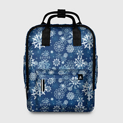 Женский рюкзак Snowflakes on a blue background