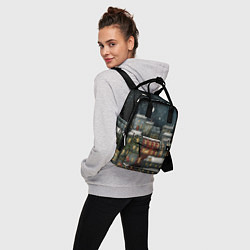 Рюкзак женский Новогодний рисованный город, цвет: 3D-принт — фото 2