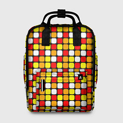Женский рюкзак Красные, жёлтые и белые квадраты