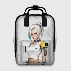 Рюкзак женский Девушка в белом топе Cyberpunk 2077, цвет: 3D-принт