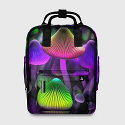 Рюкзак женский Люминесцентные грибы, цвет: 3D-принт