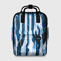 Женский рюкзак Синие неоновые полосы на чёрном фоне
