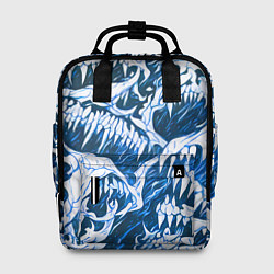 Рюкзак женский Белые клыки на синем фоне, цвет: 3D-принт
