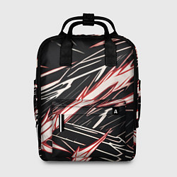 Женский рюкзак Красные и белые полосы на чёрном фоне
