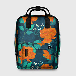 Рюкзак женский Паттерн с оранжевыми цветами, цвет: 3D-принт