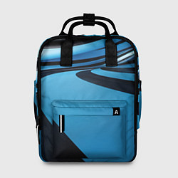 Рюкзак женский Черная и синяя абстракция в виде волн, цвет: 3D-принт