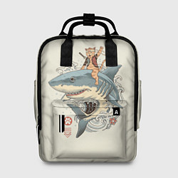 Женский рюкзак Кот якудза верхом на акуле