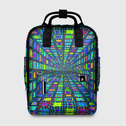 Женский рюкзак Абстрактный узор коридор из разноцветных квадратов
