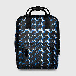 Рюкзак женский Чёрно-синие сердечки на белом фоне, цвет: 3D-принт
