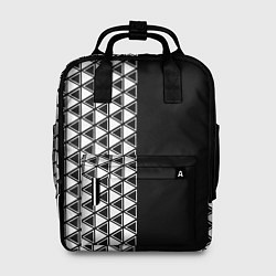 Рюкзак женский Белые треугольники на чёрном фоне, цвет: 3D-принт