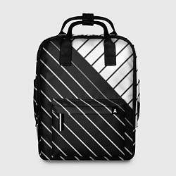 Рюкзак женский Чёрно-белый косые линии, цвет: 3D-принт
