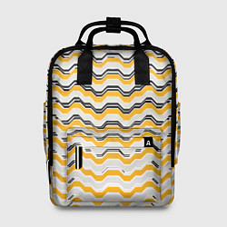 Рюкзак женский Чёрные и жёлтые полосы на белом фоне, цвет: 3D-принт