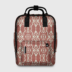 Рюкзак женский Красно-коричневый в крупный белый узор, цвет: 3D-принт