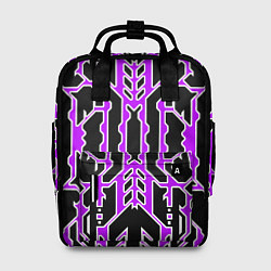 Женский рюкзак Техно фиолетовые линии с белой обводкой на чёрном