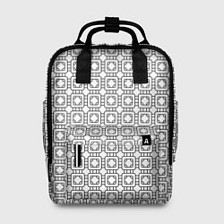 Женский рюкзак Черный геометрический узор на белом фоне