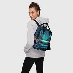 Рюкзак женский Metropolis - vaporwave neon glow, цвет: 3D-принт — фото 2