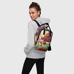 Рюкзак женский Дракон на фоне солнца и сакуры - граффити, цвет: 3D-принт — фото 2