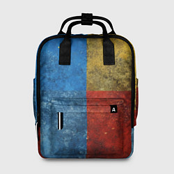 Рюкзак женский Синий жёлтый красный в крапинку, цвет: 3D-принт
