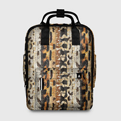 Женский рюкзак Текстура змеиной кожи в коричневых природных тонах