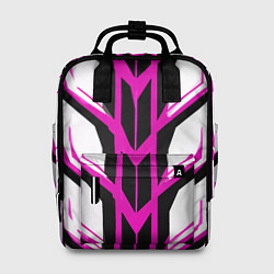 Женский рюкзак Чёрно-розовые полосы на белом фоне