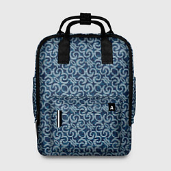 Рюкзак женский Синий крупный кружевной узор, цвет: 3D-принт