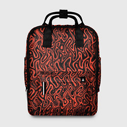 Женский рюкзак Чёрно-коралловый абстрактный узор