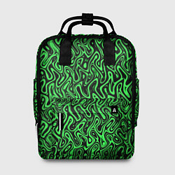 Женский рюкзак Чёрно-зелёный абстрактный узор