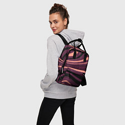 Рюкзак женский Сливовый абстрактные волнистые полосы, цвет: 3D-принт — фото 2