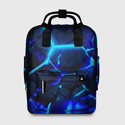 Рюкзак женский Яркие голубые неоновые плиты в разломе, цвет: 3D-принт