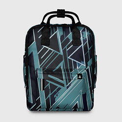 Женский рюкзак Чёрно-бирюзовый абстракция геометричный
