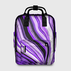 Рюкзак женский Волнистые вертикальные чёрно-фиолетовые полосы, цвет: 3D-принт