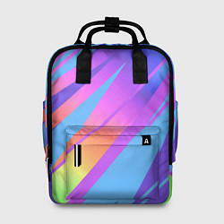 Рюкзак женский Нежный голубой с розовыми полосами, цвет: 3D-принт