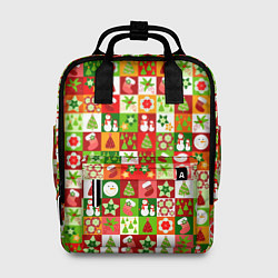 Рюкзак женский Новогодние снеговики и снежные бабы, цвет: 3D-принт