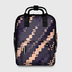 Рюкзак женский Фиолетовый с бежевым искажённые полосы, цвет: 3D-принт