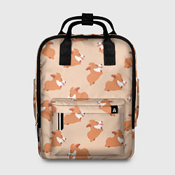 Рюкзак женский Паттерн с забавными щенками породы корги, цвет: 3D-принт
