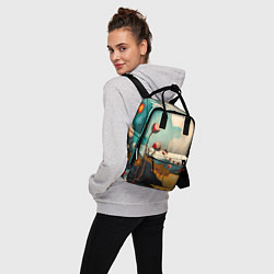 Рюкзак женский Сюрреалистичный пейзаж с цветами, цвет: 3D-принт — фото 2